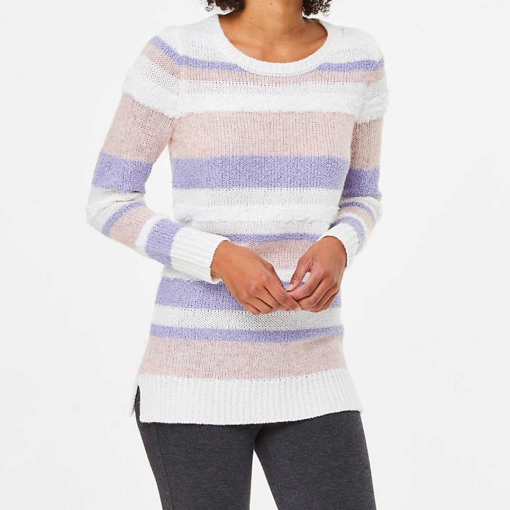 ✨NEW✨ LOFT Crewneck Striped Textured Tunic Sweater